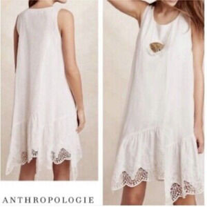 Anthropologie Isabella Sinclair S Embroidered Lace Trim Swing Dress White A12
